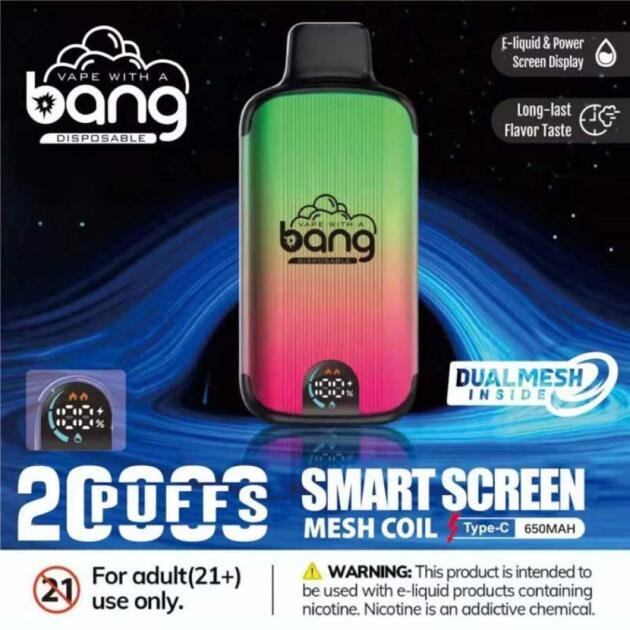 Bang 20000 Puffs: LED Display Disposable Vape with 28ml E-Liquid